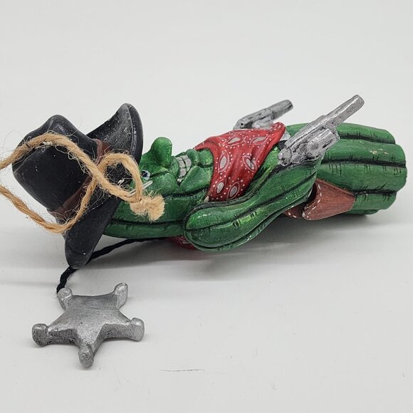 Rustic Country Western Christmas Ornament Cowboy Cactus Figurine Sheriff - Picture 8 of 8